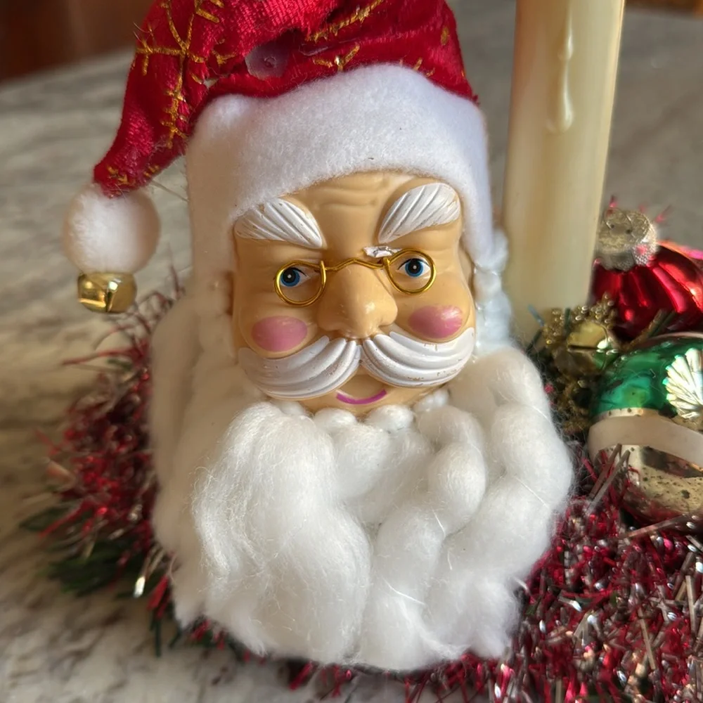 Vintage Santa Decorated Christmas Candle